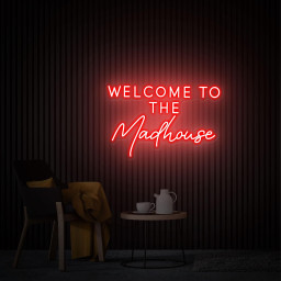 Welcome to The Madhouse Neon Sign, Custom LED Neon Sign For Party, Neon Light Dining Room Wall Decor Art, Housewarming Party Gift LED Light
