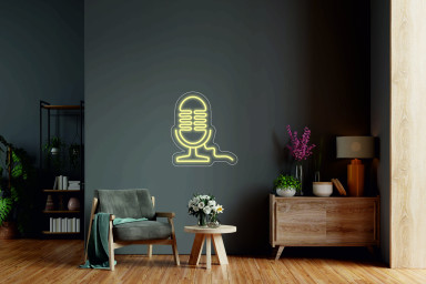 Microphone Sign - Led Neon Light Sign For Music Studio, Recording Light Lamp, Streamer Led Gift