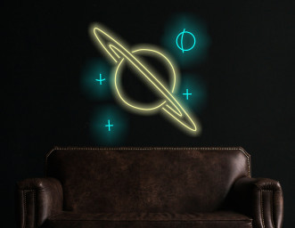 Planet Neon Sign, Saturn Planet Neon Sign, Planet Galaxy Neon Signs, Custom Saturn Led Decor, Space Led Neon
