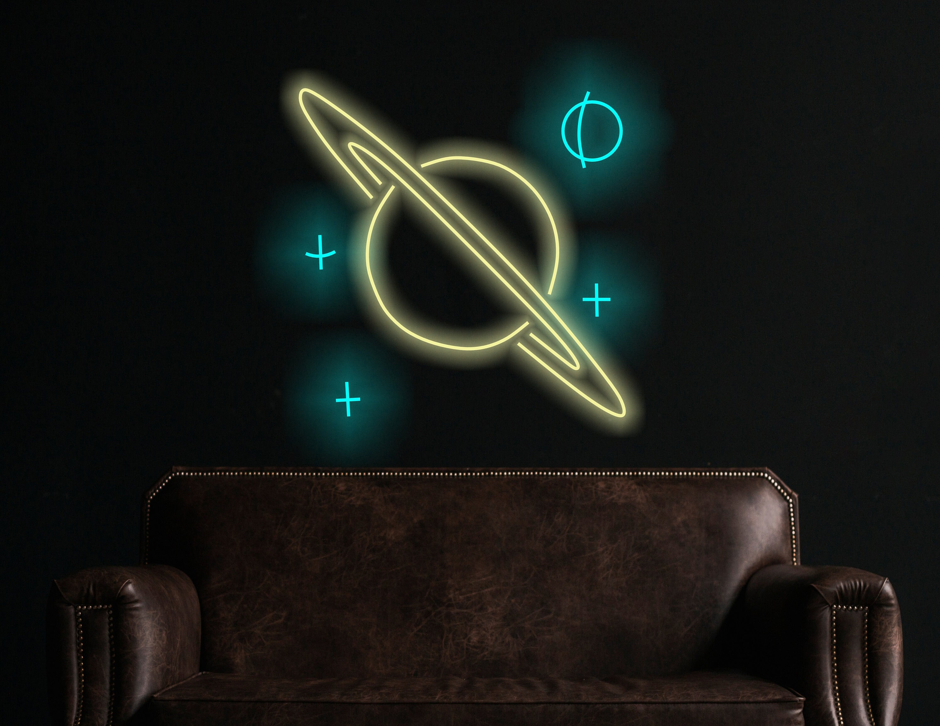 Planet Neon Sign, Saturn Planet Neon Sign, Planet Galaxy Neon Signs, Custom Saturn Led Decor, Space Led Neon