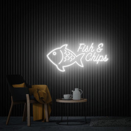 Fish & Chips Neon Sign, Fish Chips Led Neon Light, Kitchen Decor Custom Neon Sign, Fish And Chips Lover Gift, Street Food Restaurant Decor