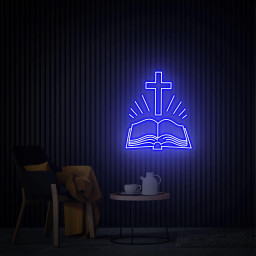 Open Bible Neon Sign, Home Decor Bible Сross Led Sign, Custom Neon Sign, Religious Faith Neon Sign, Bedroom Neon Light Personalized Gift