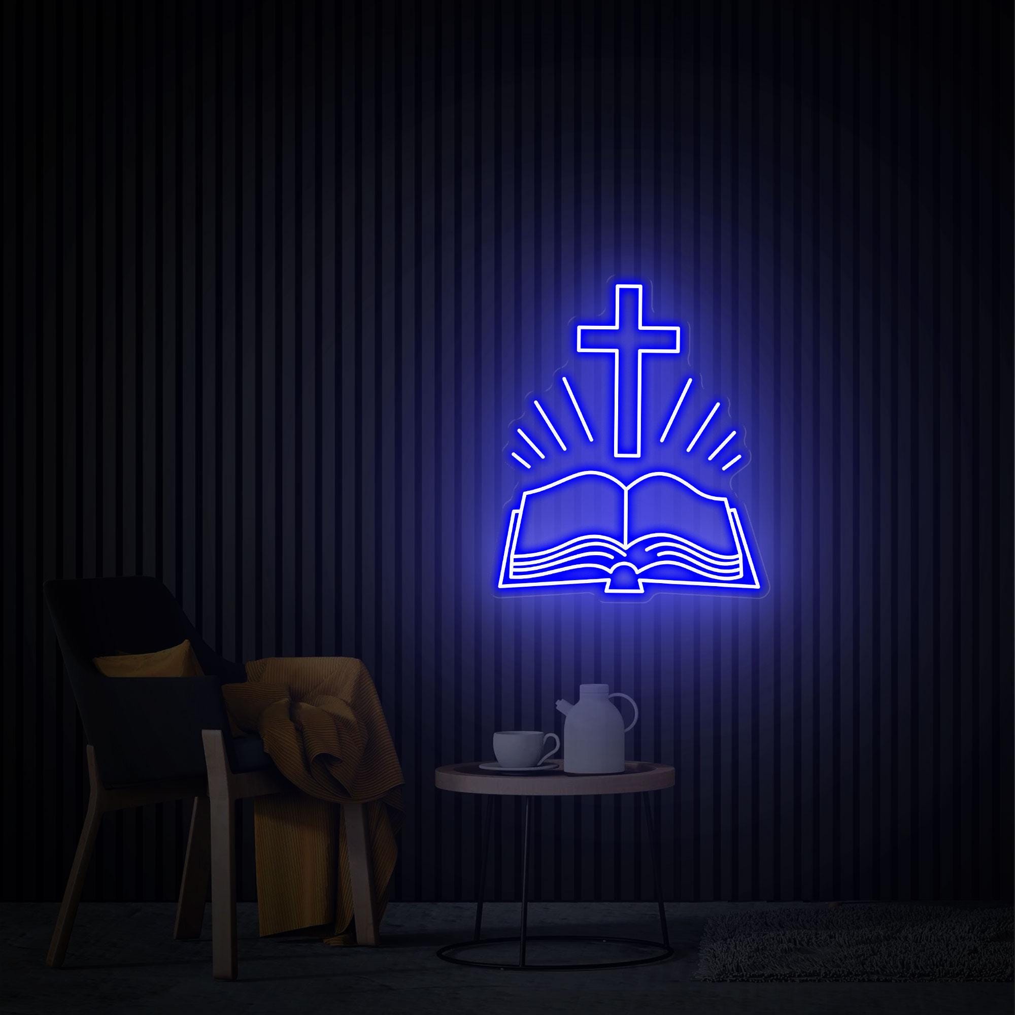 Open Bible Neon Sign, Home Decor Bible Сross Led Sign, Custom Neon Sign, Religious Faith Neon Sign, Bedroom Neon Light Personalized Gift