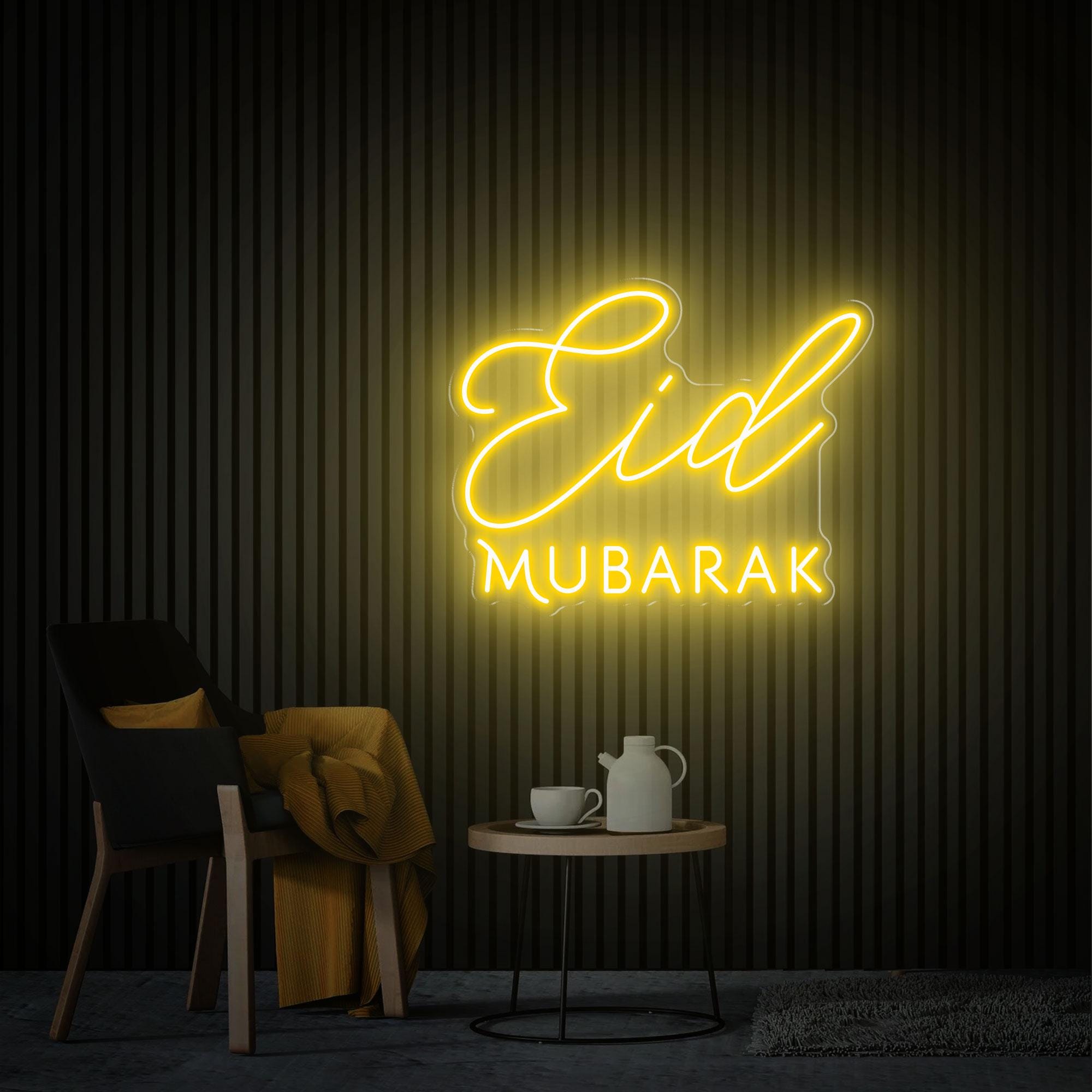 Eid Mubarak Neon Sign, Eid Mubarak Wall Art, Eid Celebrations Ramadan Wall Hanging, Custom Led Neon Sign Ramadan Party Decor, Muslim Gifts