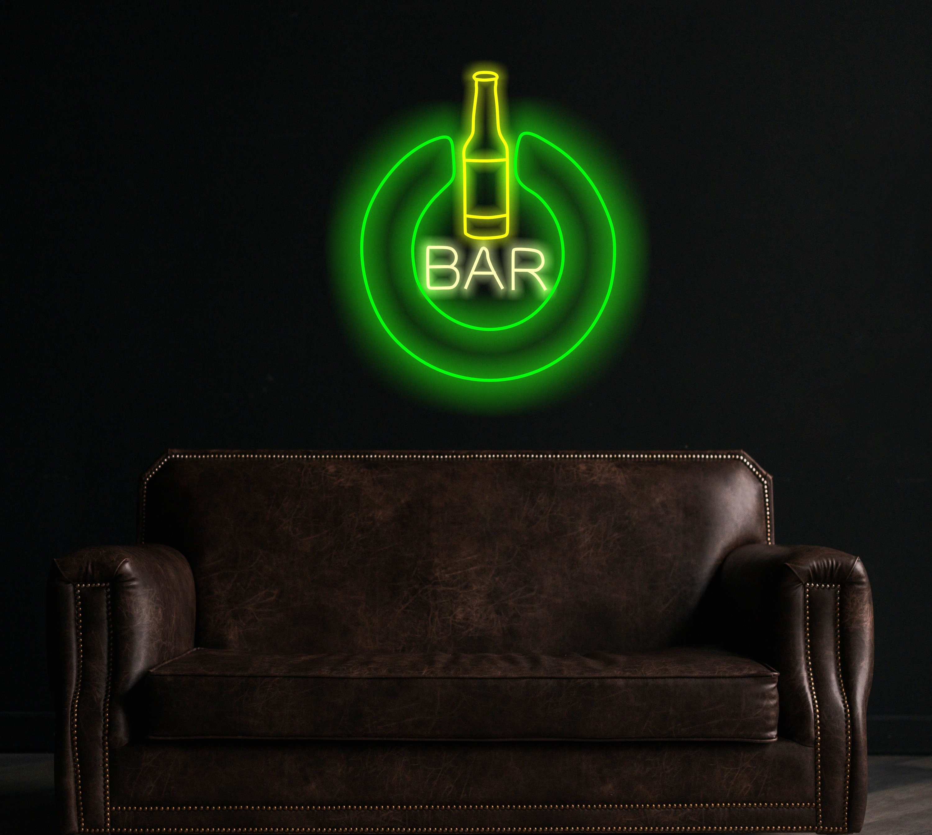 Neon Bar Sign, Pub Neon Sign, Man Cave Sign, Home Bar Sign, Open Neon Sign, Power Button Neon Sign, Light-Up Man Cave Decoration