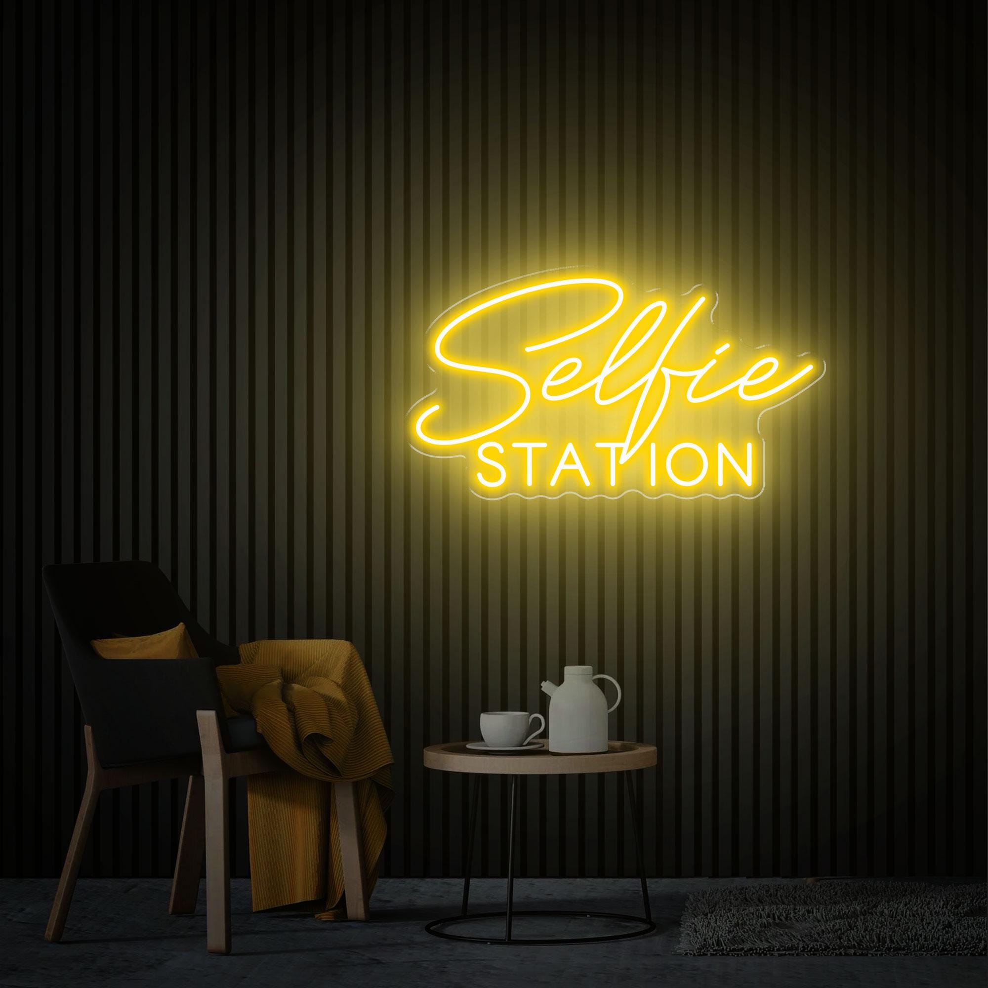 Selfie Station Neon Sign, Custom Selfie LED Neon Sign, Neon wall Art, Home Beauty Room Salon Wall Decor Photo Backdrop Wedding Party Gift