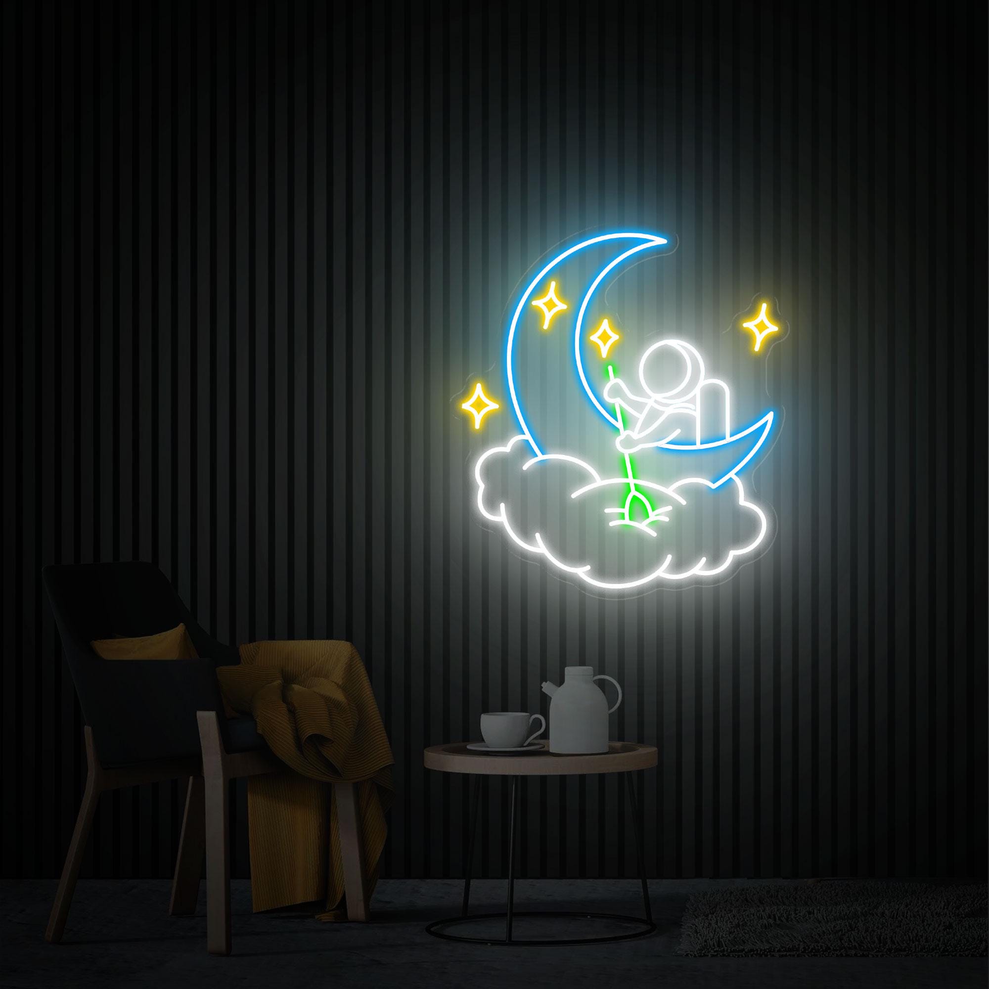 Astronaut Neon Sign, Astronaut Moon Cloud Led Light Sign, Custom Neon Signs, Astronaut Wall Art, Bedroom Neon Sign decor, Christmas Gift