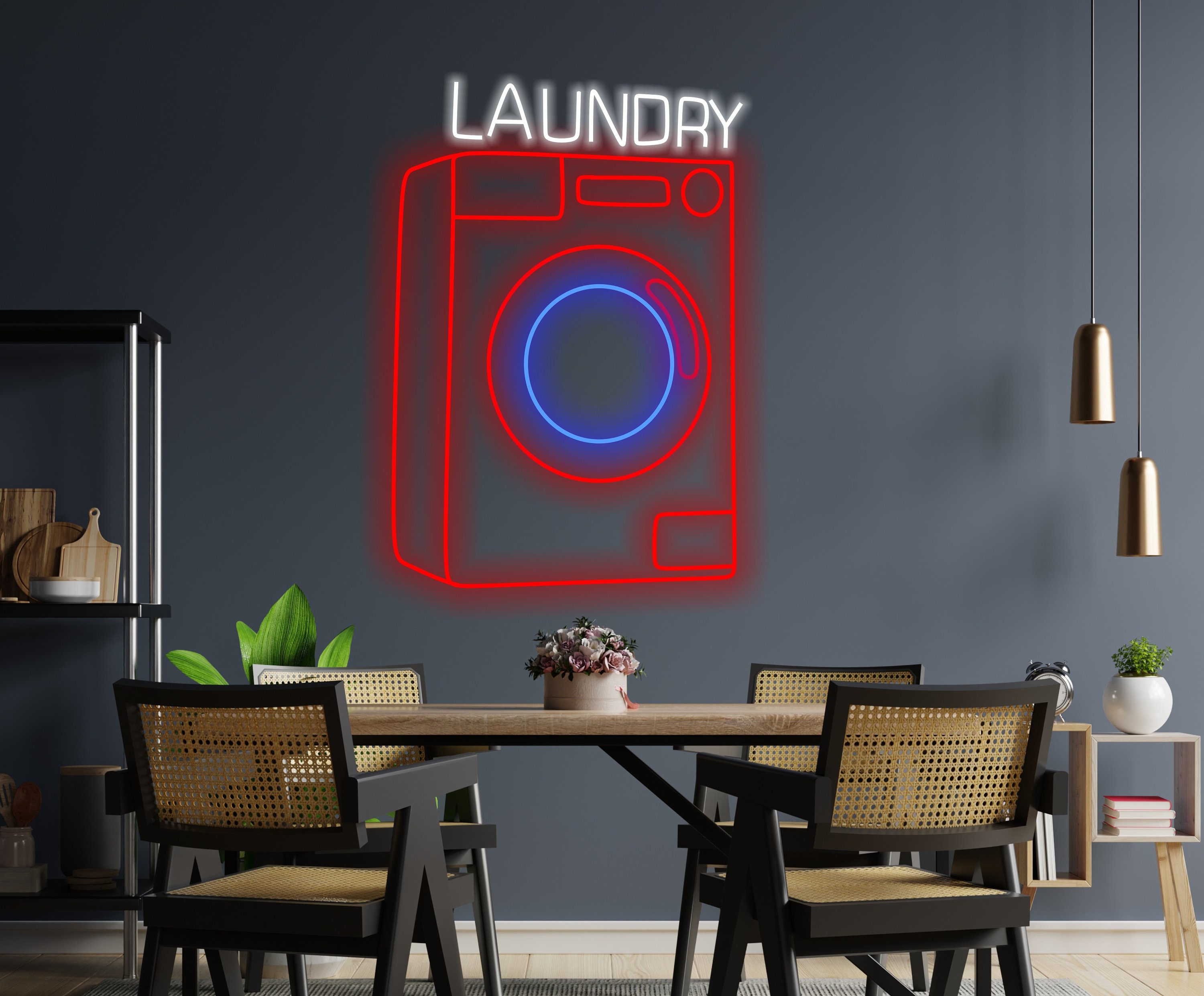 Laundry Machine Neon Sign, Laundry Appliance Neon Sign, Laundry Device Neon Sign, Laundry Automaton Neon Sign, Fabric Washer Neon Light