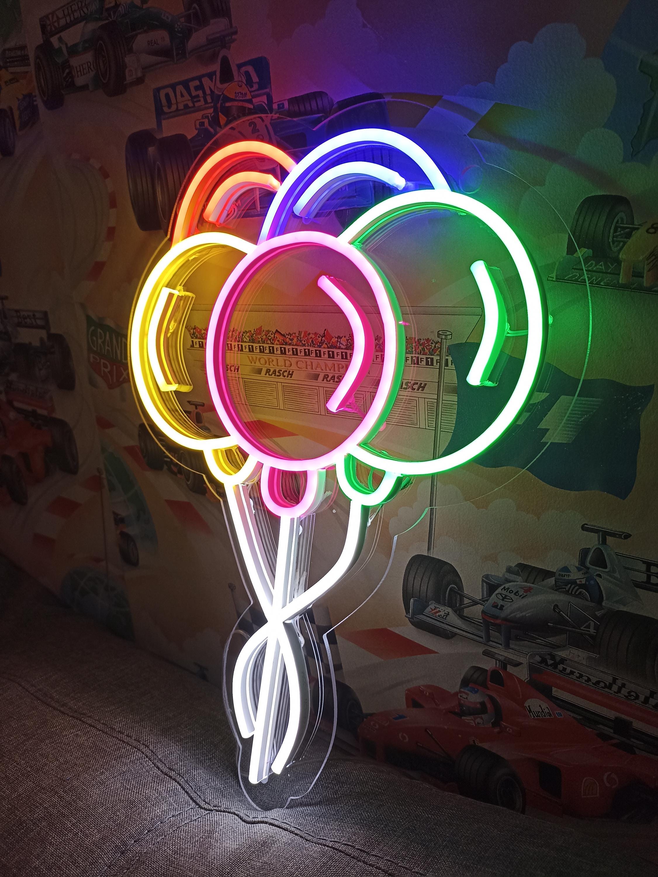 Balloons Neon Sign, Colorful Balloons Neon Sign, Holiday Decorations Neon Sign, Birthday Decoration Neon Sign