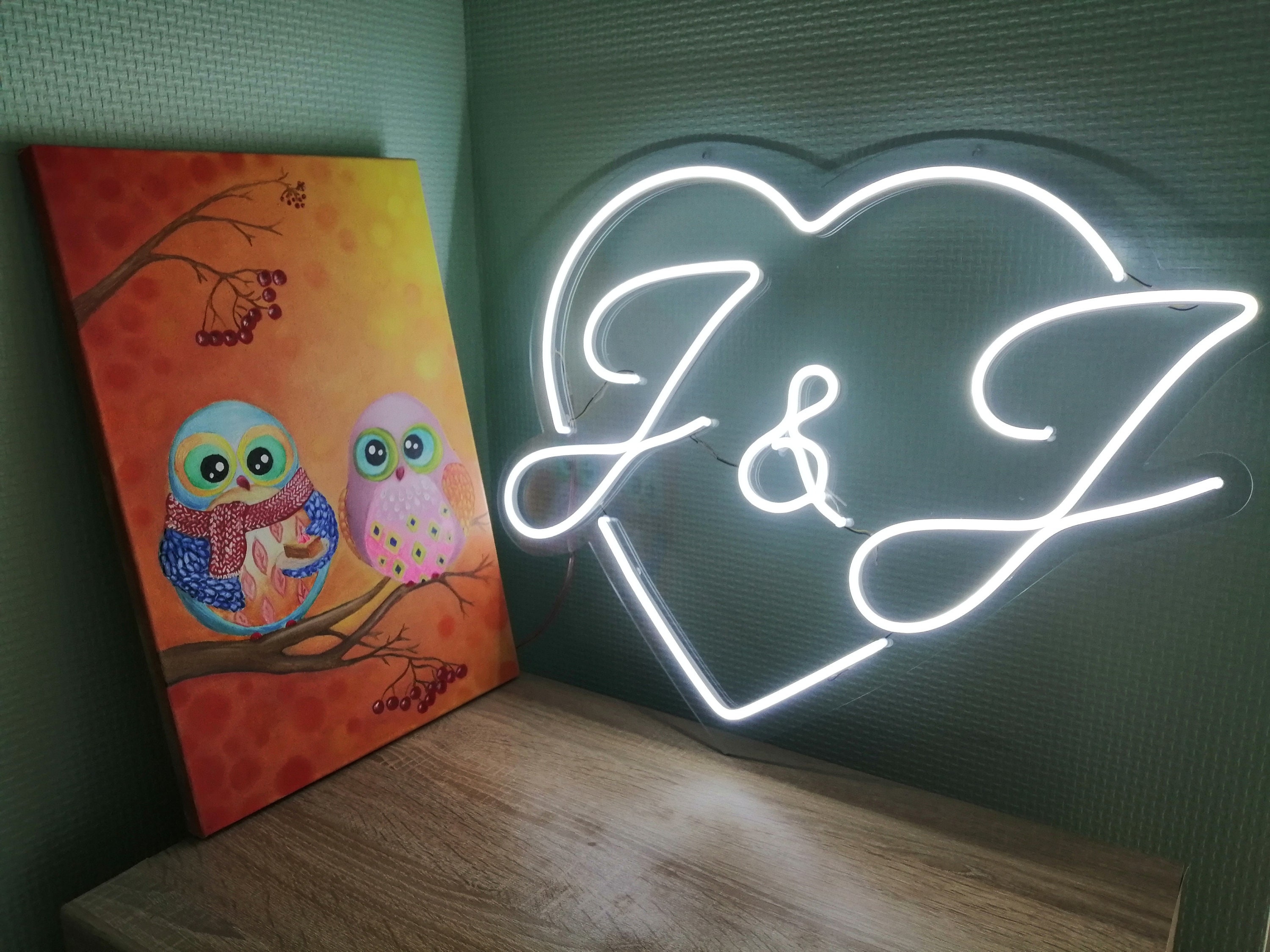 Wedding Heart Initials Neon Sign, Love Heart Initials Neon Sign, Custom Initials In Heart Neon Sign, Wedding Neon Sign, Gift Wedding Neon