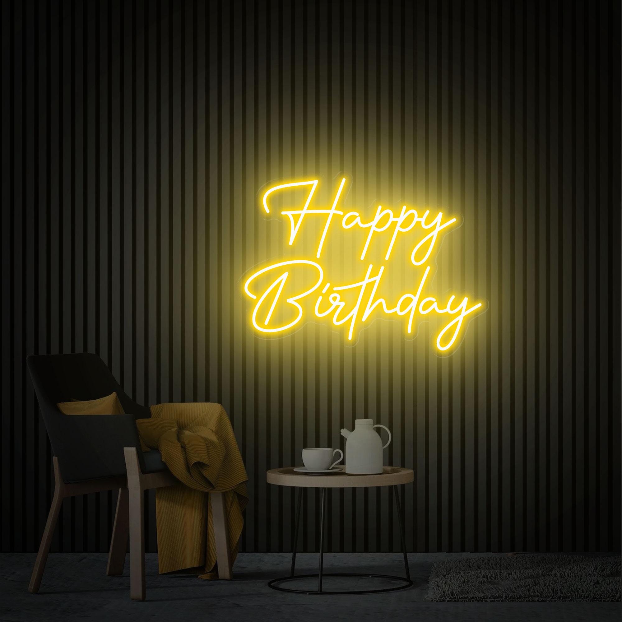 Happy Birthday Neon Sign, Custom Neon Sign, Birthday Party Decor Birthday Backdrop, Birthday Present, Neon Sign Wall Decor Personalized Gift