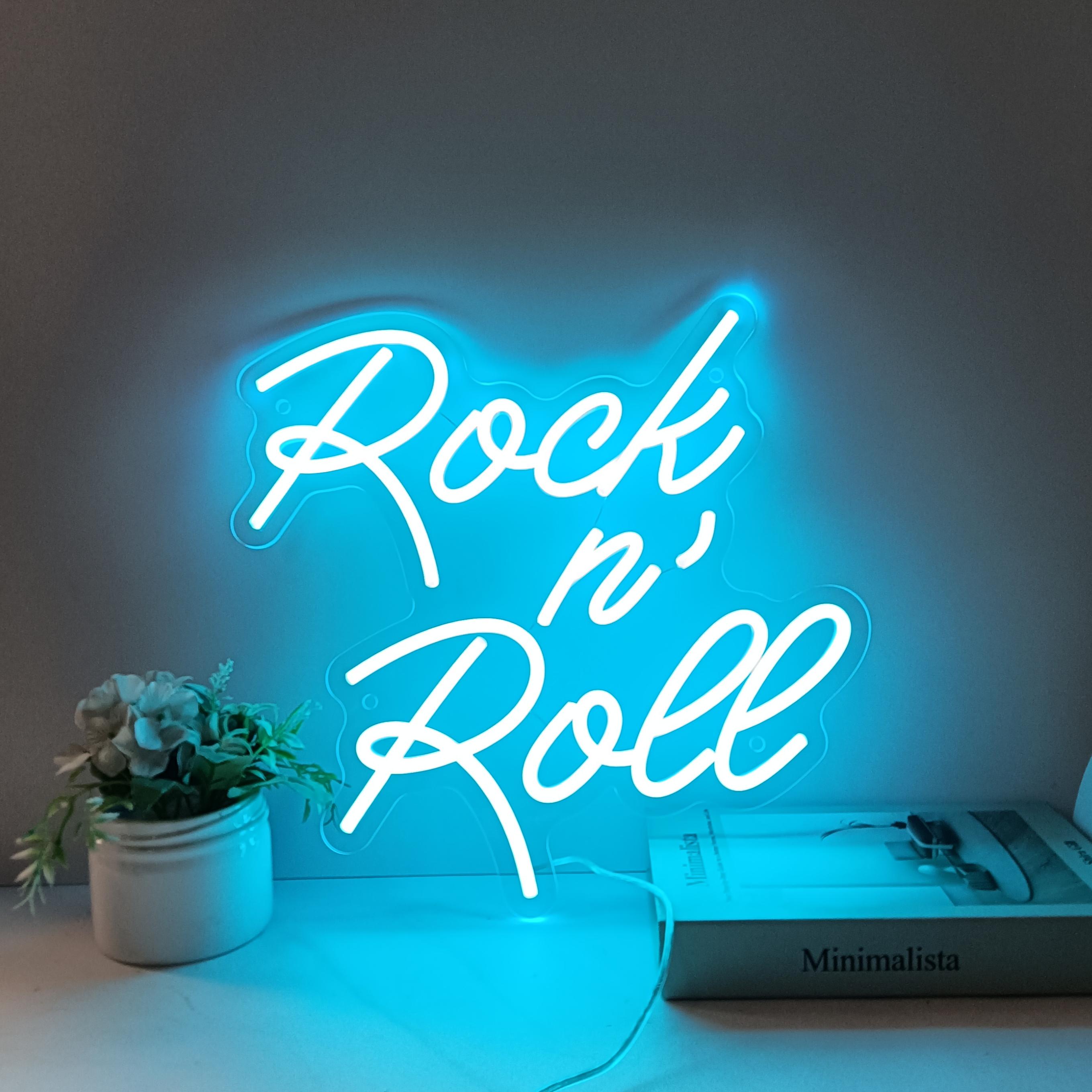Rock n Roll Neon Sign Room Studio Audio Shop Store Open Decor, Custom neon for Music Lover, Rock Music Sign Home Party Pub Club Wall Hanging