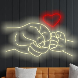 Hand Neon Sign, Neon Sign Hand Of Man And Child, Father's Day Neon Sign, Parent And Child Holding Hands Neon Sign, Dad Child Hand Neon Sign