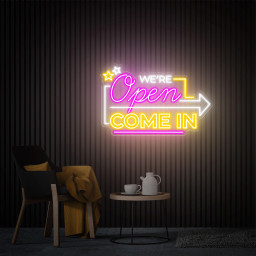 We're Open Come In Neon Sign, Store Open Led Sign, Custom Open Neon Light, Business Logo, New Business Gift, Shop Bar Welcome Sign