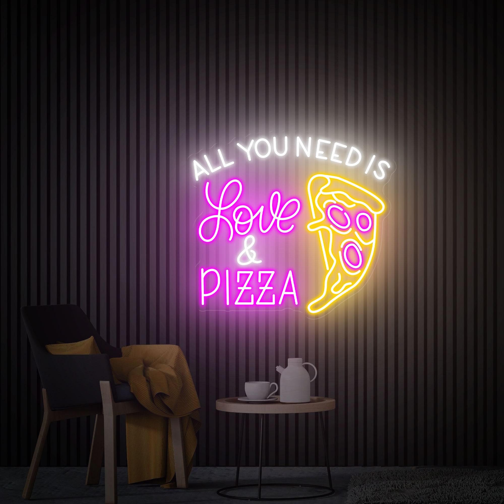 All You Need Is Love & Pizza Neon Sign, Pizza Party Decor, Custom Led Sign, Gift for Pizza Lover, Restaurant Welcome Sign Home Decor