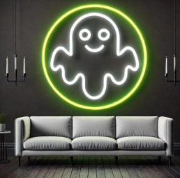 Ghost Halloween Neon Sign, Ghost-Shaped Neon For Halloween, Unique Neon Ghost Sign For October, Spooky Neon Ghost Decoration