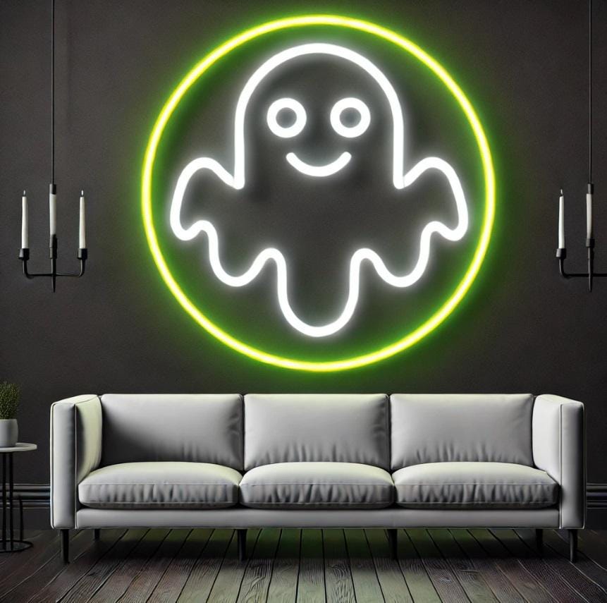 Ghost Halloween Neon Sign, Ghost-Shaped Neon For Halloween, Unique Neon Ghost Sign For October, Spooky Neon Ghost Decoration