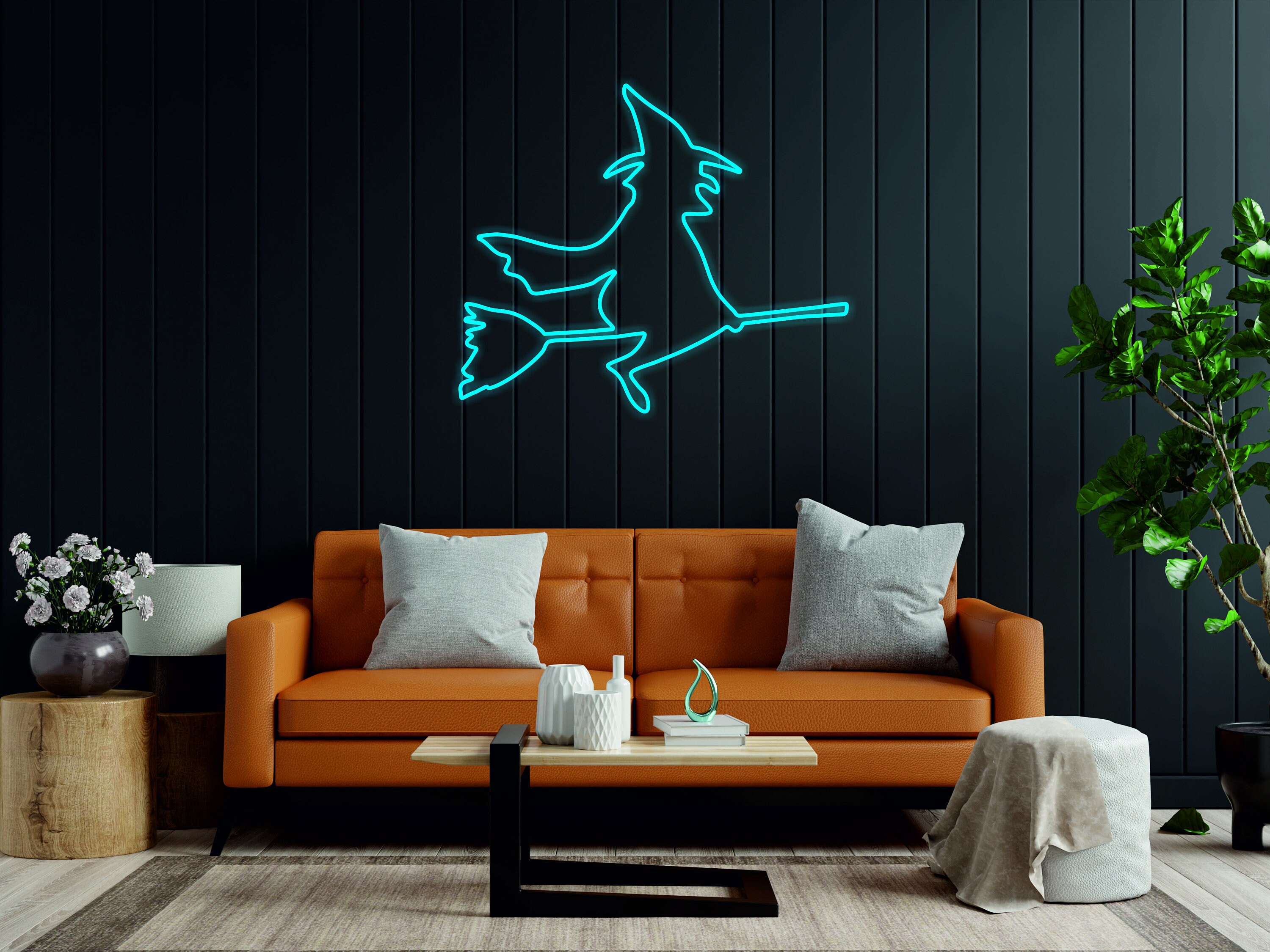 Witch Halloween Decoration LED Neon Sign Light | Decoration for Party, Living Room, Kids Room, Purple Orange Witch