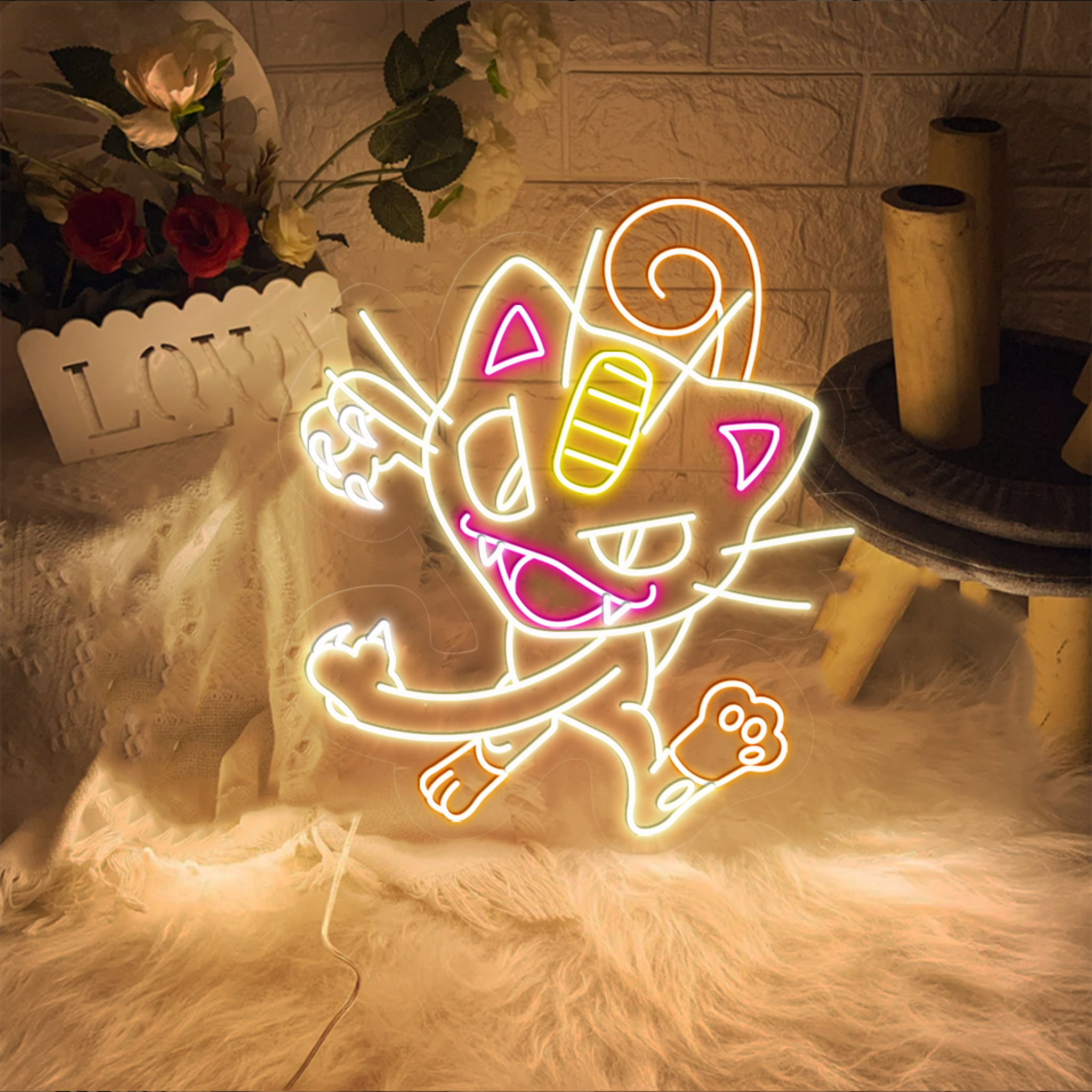 Meowth Pokemon Neon Led Sign Kids Room Decor
