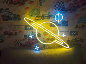 Planet Neon Sign, Saturn Planet Neon Sign, Planet Galaxy Neon Signs, Custom Saturn Led Decor, Space Led Neon