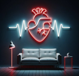 Human Heart With Pulse Neon Sign, Pulse Neon Sign, Heart With Pulse Neon Sign, Human Heart Neon Sign