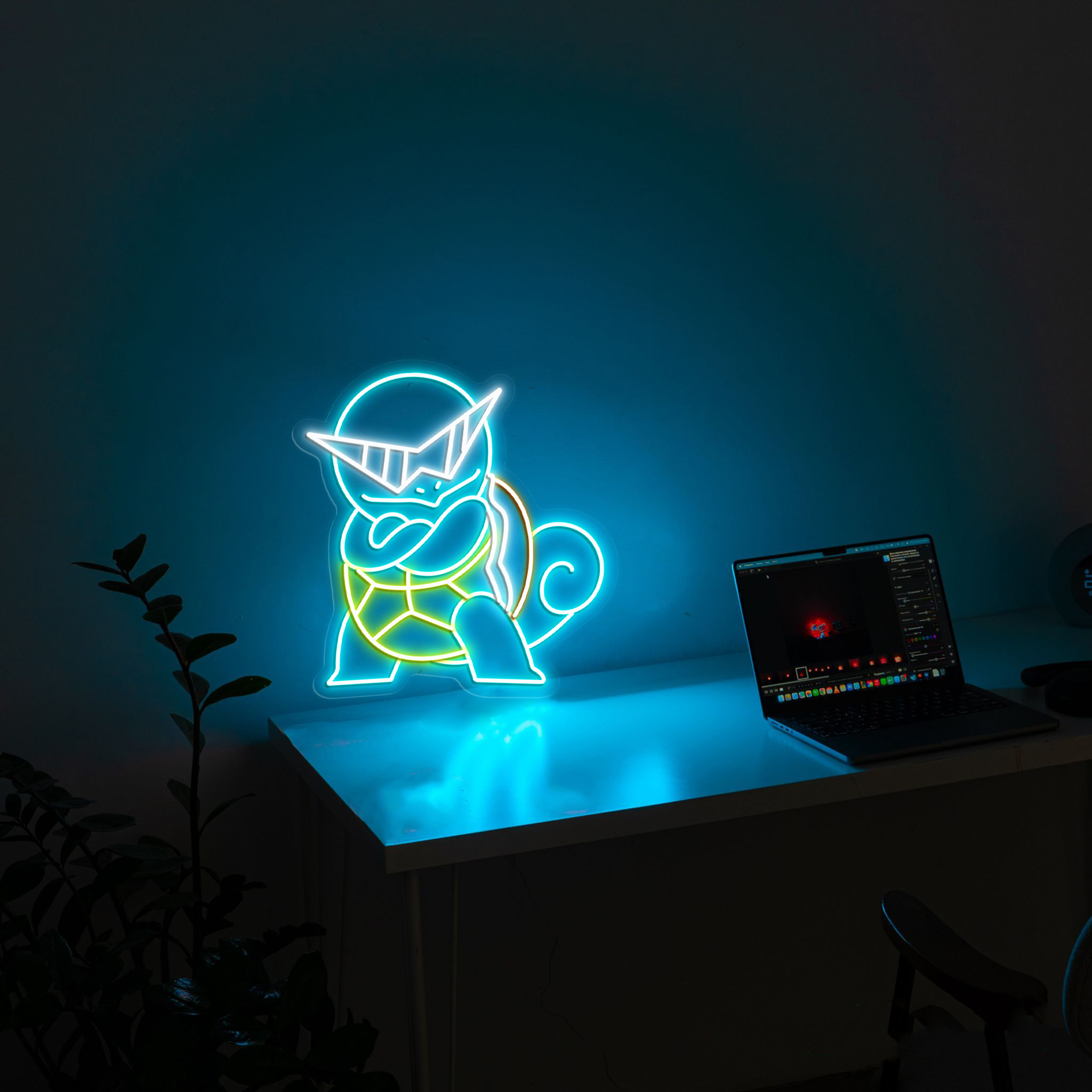Squirtle Pokemon Neon Signs Anime Wall Art