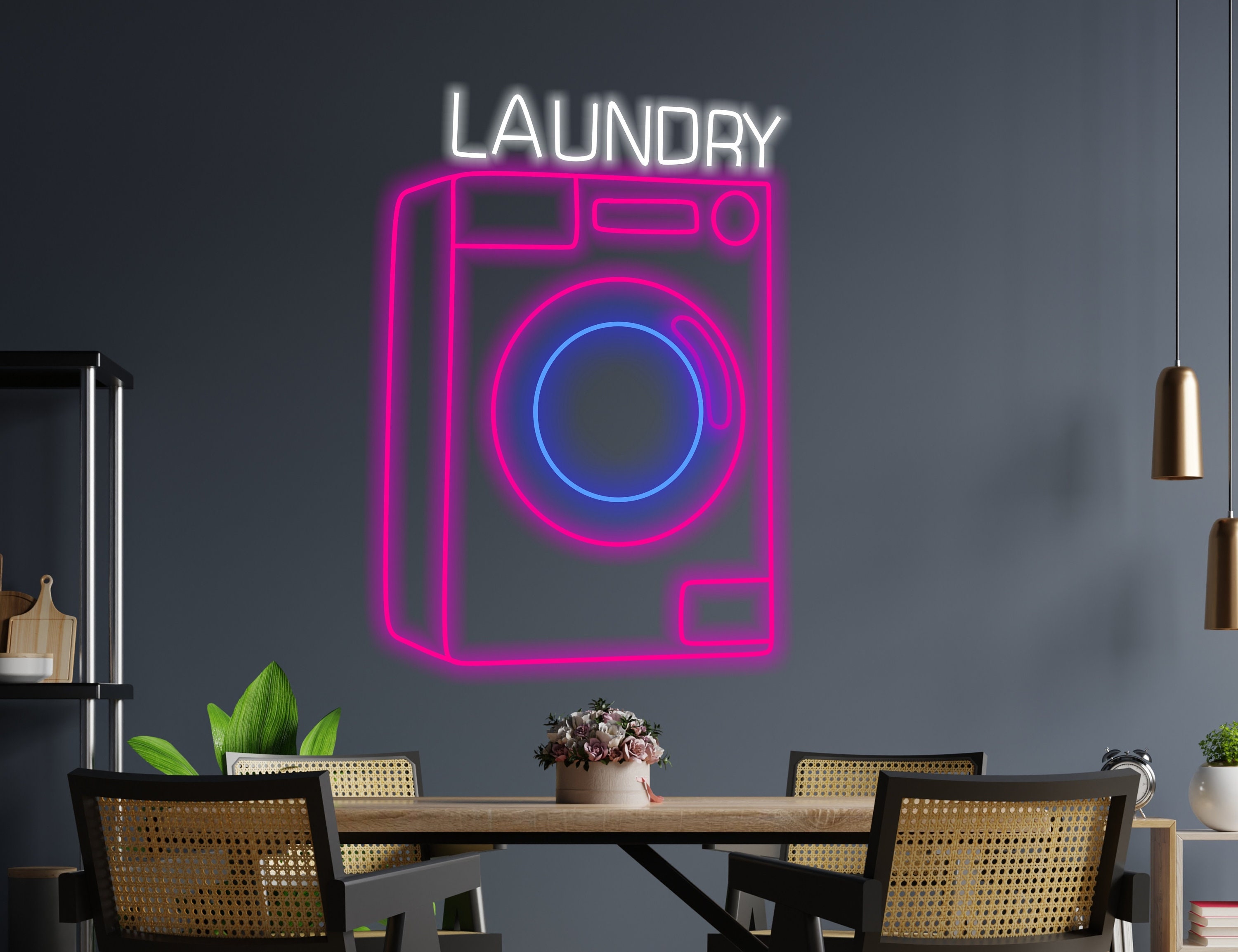Laundry Machine Neon Sign, Laundry Appliance Neon Sign, Laundry Device Neon Sign, Laundry Automaton Neon Sign, Fabric Washer Neon Light