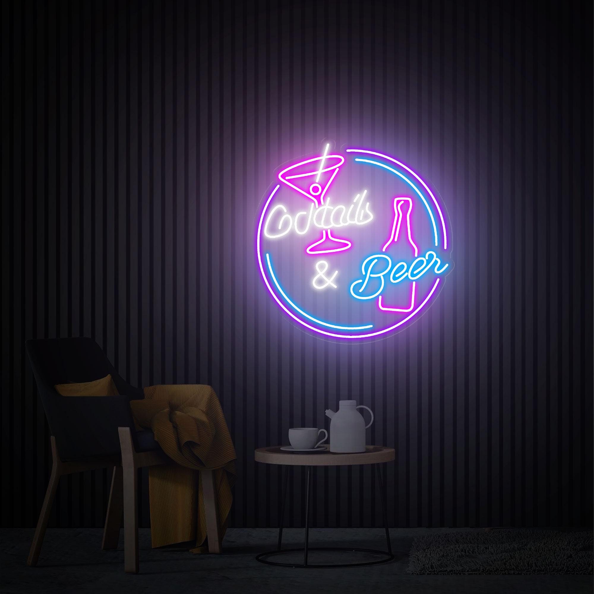 Cocktails and Beer Neon Sign, Cocktails Bar Wall Decor Art, Cocktails Bar Led Sign, Home Bar Decor, Bar Pub Wall Art, Beer Club Led Light