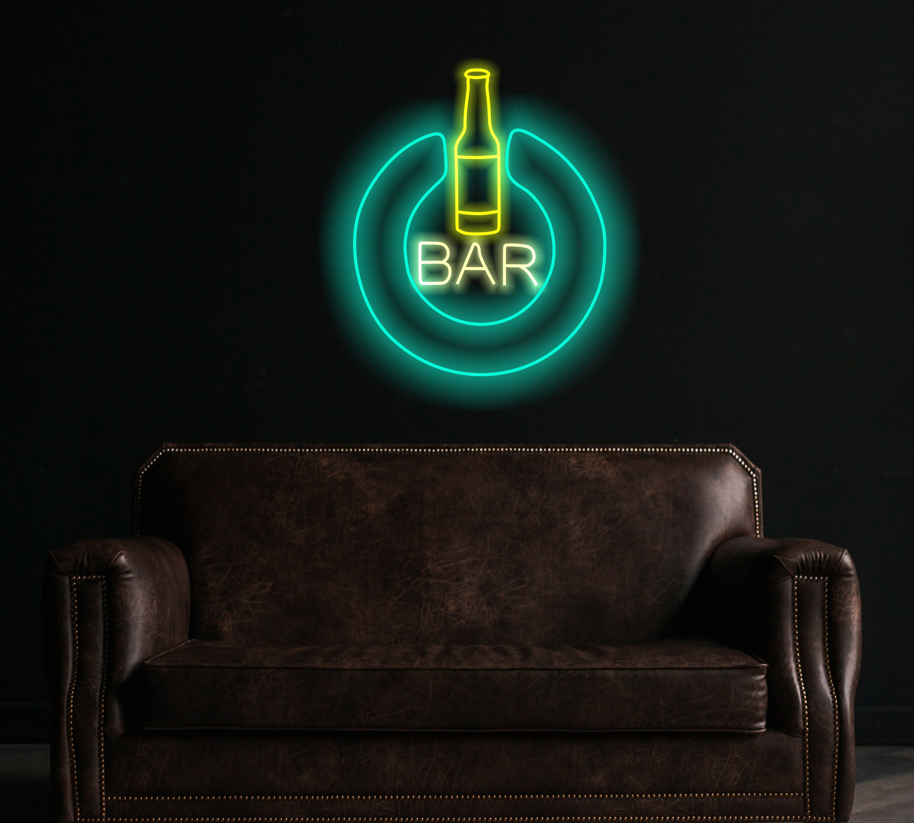 Neon Bar Sign, Pub Neon Sign, Man Cave Sign, Home Bar Sign, Open Neon Sign, Power Button Neon Sign, Light-Up Man Cave Decoration