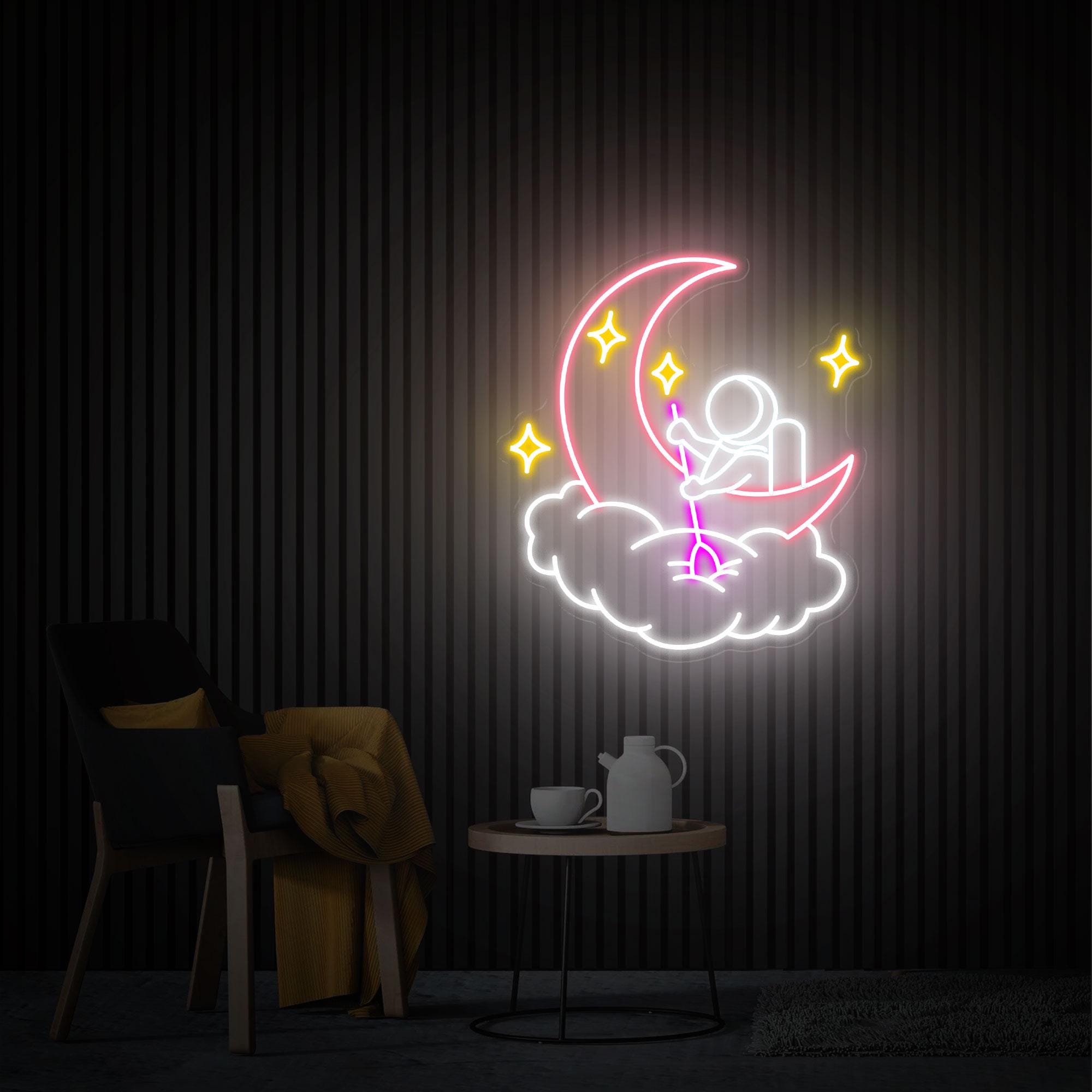 Astronaut Neon Sign, Astronaut Moon Cloud Led Light Sign, Custom Neon Signs, Astronaut Wall Art, Bedroom Neon Sign decor, Christmas Gift