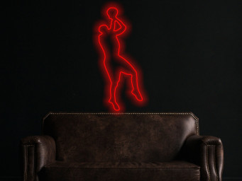 Basketball Player Neon Sign, Neon Dunking Basketball Player, Basketball Player In Mid-Air Neon Sign, Energy Neon Signs For Basketball Lovers