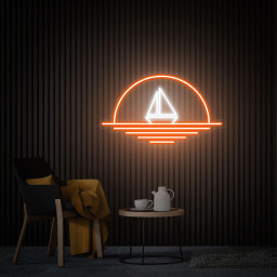 Boat Sunset Neon Sign, Sunset Neon Wall Art, Custom Neon Sign, Boat Sunset Led Lights, Home Bedroom Decor, Living Room Office Sign Gifts