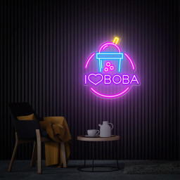 Boba Tea Neon Sign, I Love BoBa Custom Bubble Tea LED Sign, Milk Tea Neon Sign, Drinks Light Coffee Bar Shop Home Wall Decor Welcome Sign
