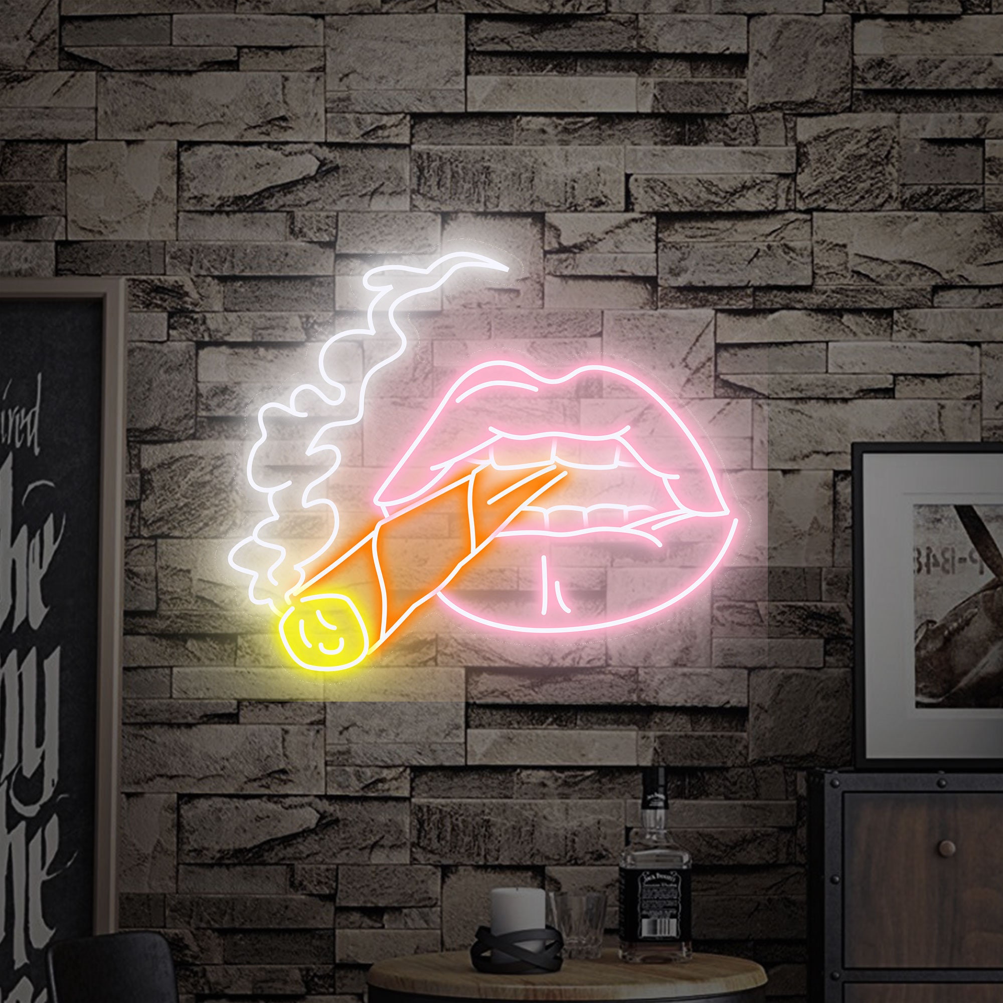 Cigarette Neon Sign, Custom Waterproof Neon Signs Lights Smoking Smoking Lips Bar Art Wall Decor Custom Bedroom Party Personalized Gifts