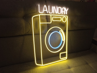 Laundry Machine Neon Sign, Laundry Appliance Neon Sign, Laundry Device Neon Sign, Laundry Automaton Neon Sign, Fabric Washer Neon Light