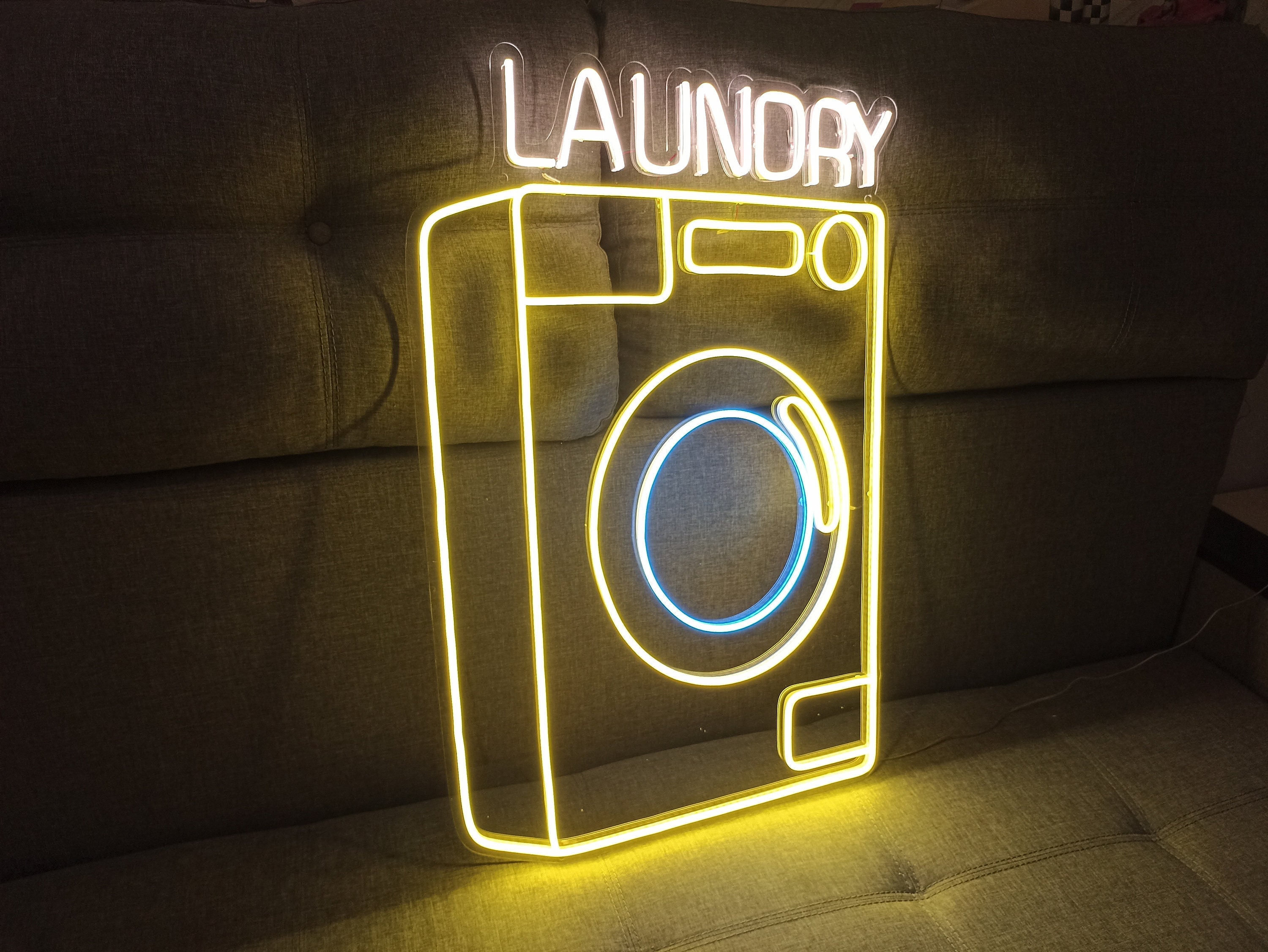 Laundry Machine Neon Sign, Laundry Appliance Neon Sign, Laundry Device Neon Sign, Laundry Automaton Neon Sign, Fabric Washer Neon Light