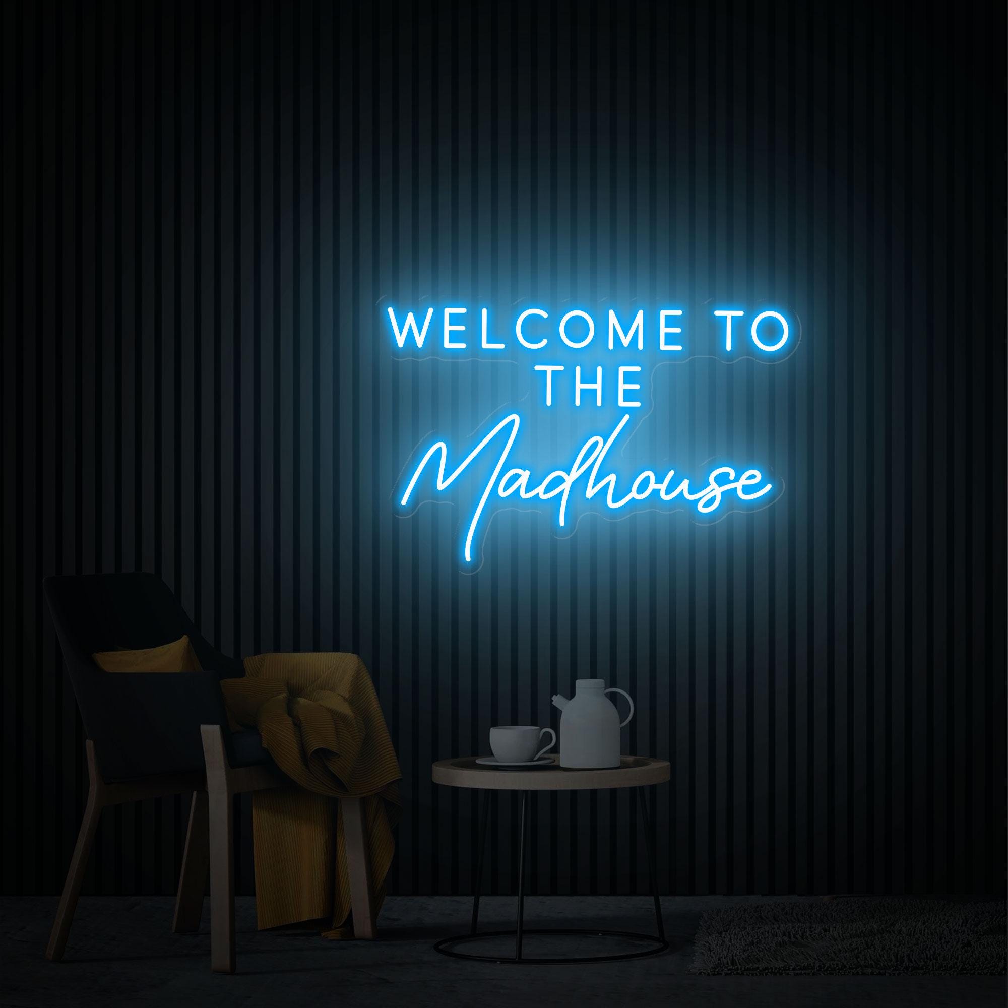 Welcome to The Madhouse Neon Sign, Custom LED Neon Sign For Party, Neon Light Dining Room Wall Decor Art, Housewarming Party Gift LED Light