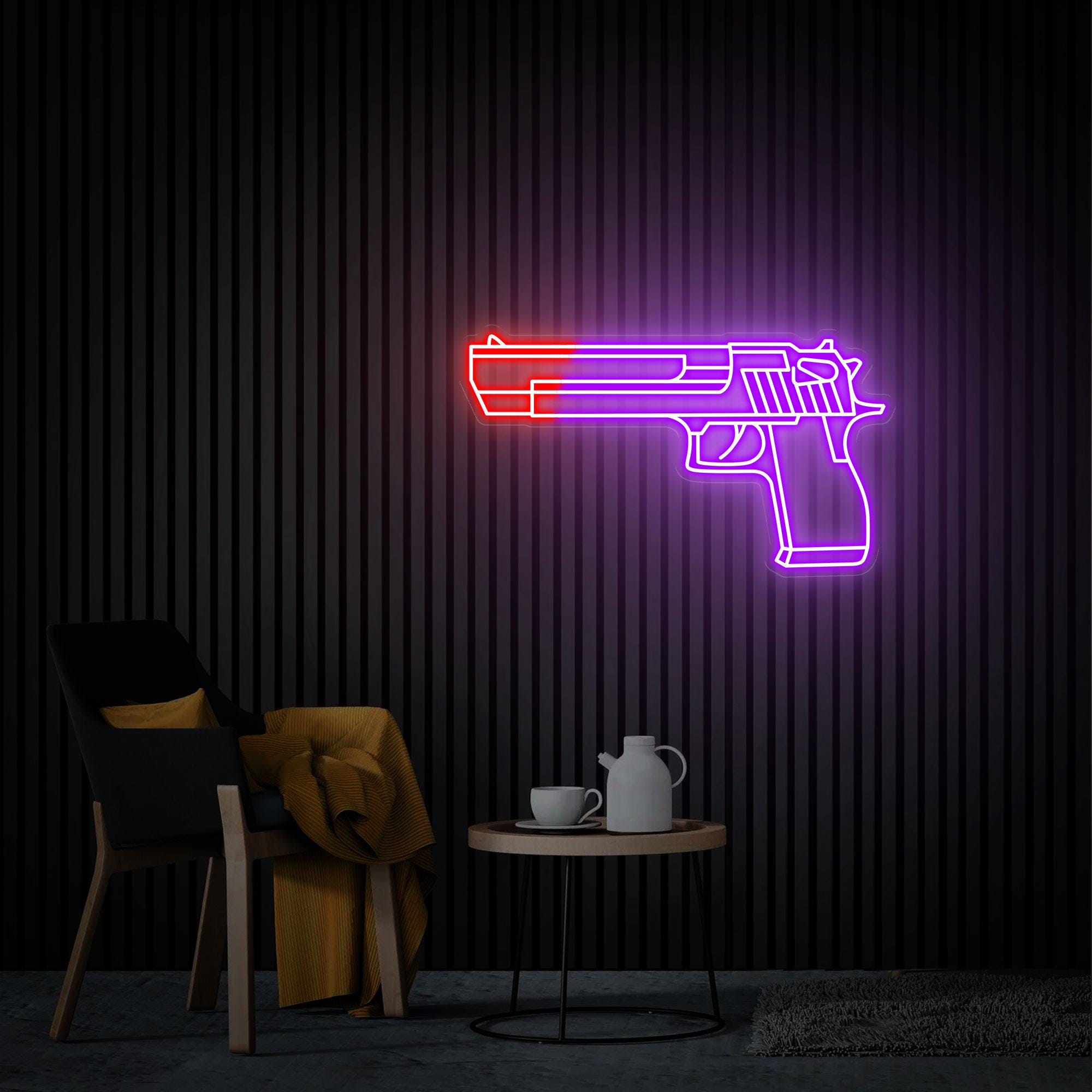 Gun Neon Sign, Pistol Led Neon Light for Game Room Wall Decor, Custom Weapon Light Sign, Neon Wall Art, Home Decor Gift For Boyfriend