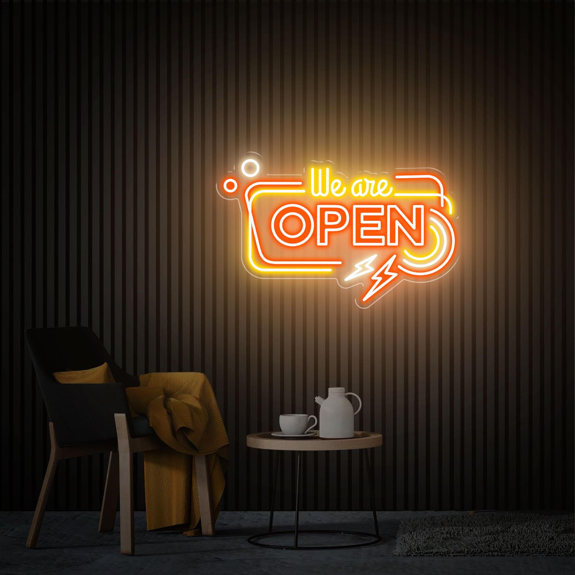 We're Open Neon Sign, Store Open Led Sign, Custom Open Neon Light, Business Logo, New Business Gift, Shop Bar Welcome Sign