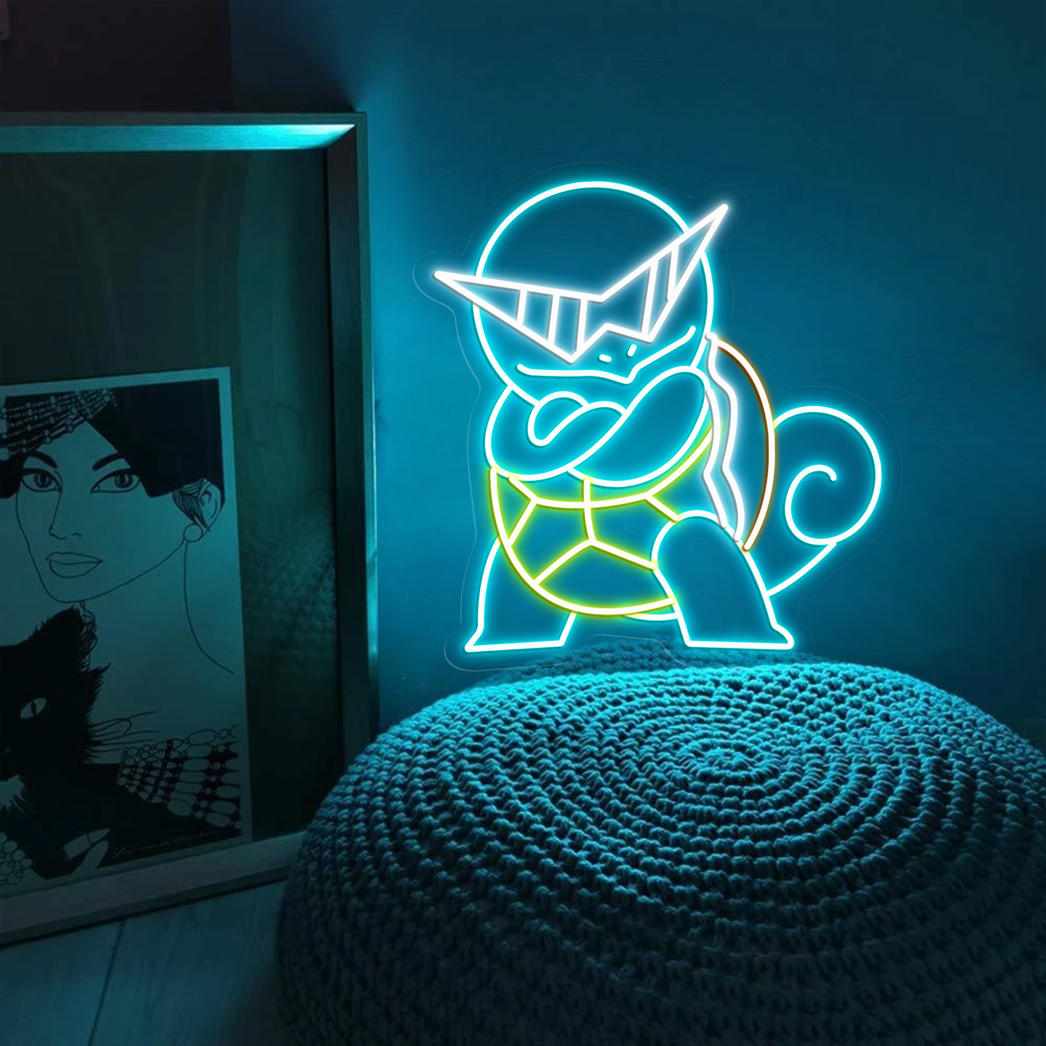 Squirtle Pokemon Neon Signs Anime Wall Art