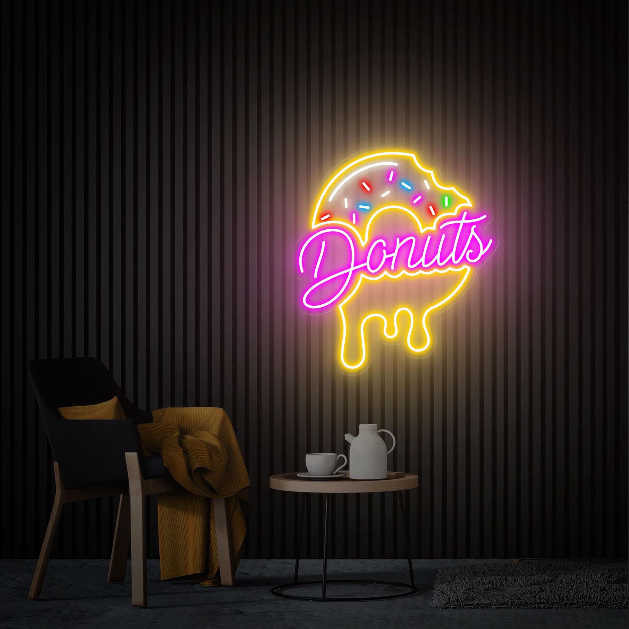 Donuts Neon Sign, Donuts Shop Led Sign, Food Wall Decor, Custom Neon Sign for Business, Kitchen Decor Dining Room Wall Art Personalized Gift