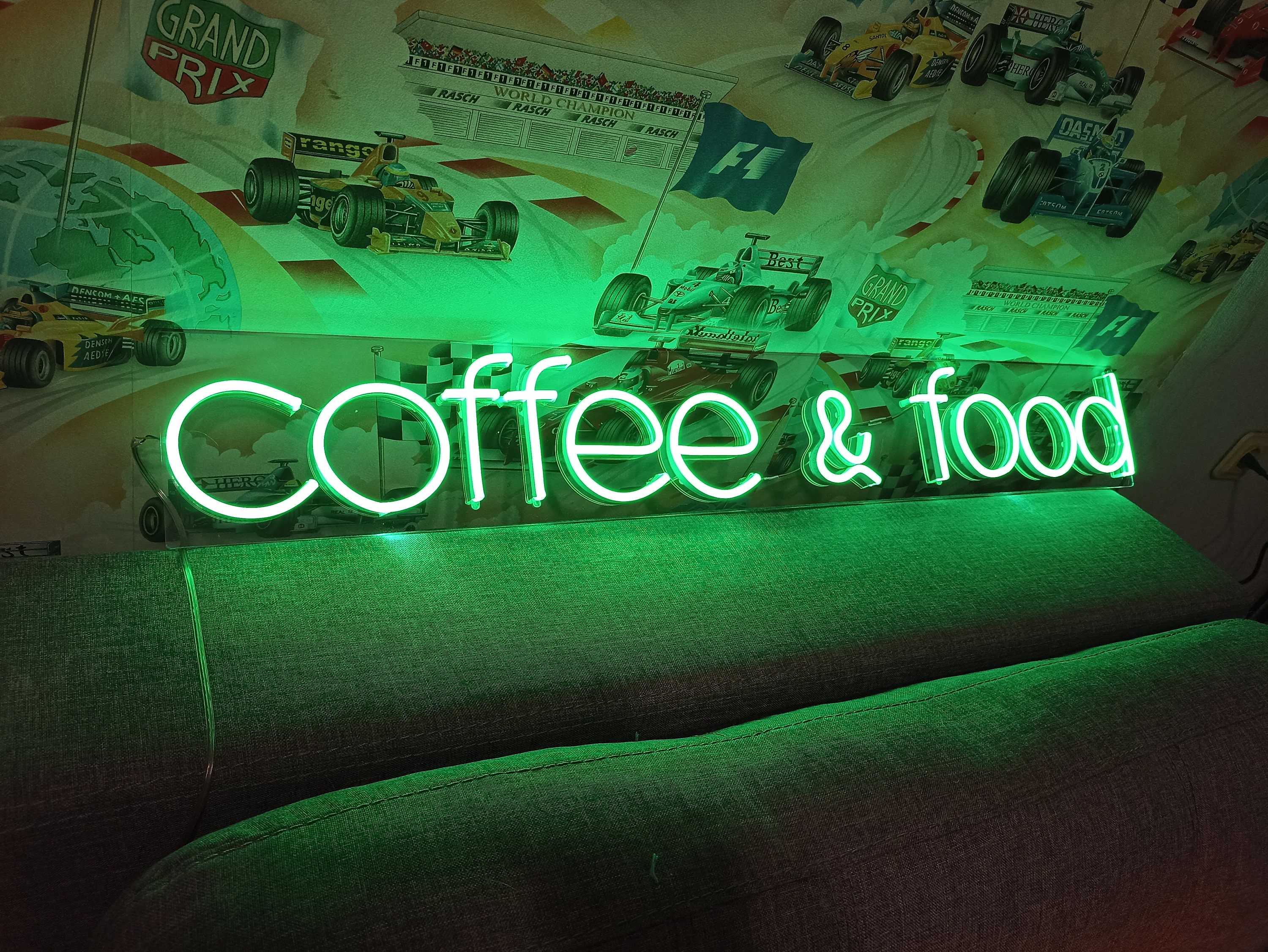 Neon Sign Coffee And Food, Coffee Neon Sign, Street Food Neon Sign, Food Neon, Neon Sign Kitchen, Restaurant Neon, Neon Sign For A Snack Bar