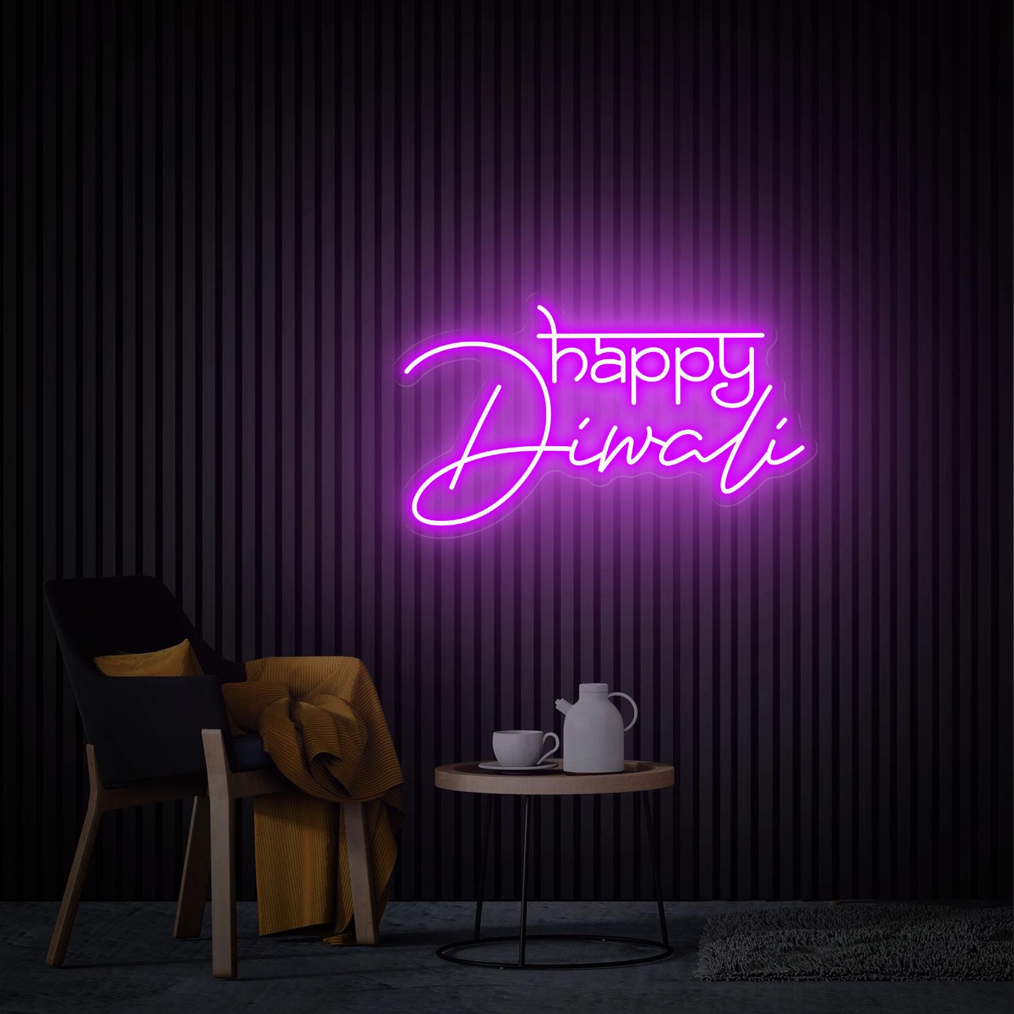 Happy Diwali Neon Sign, Diwali Neon Wall Art, Diya Diwali LED Lights, Hindu Festival Of Lights, Custom Neon Sign Shubh Diwali Festival Light