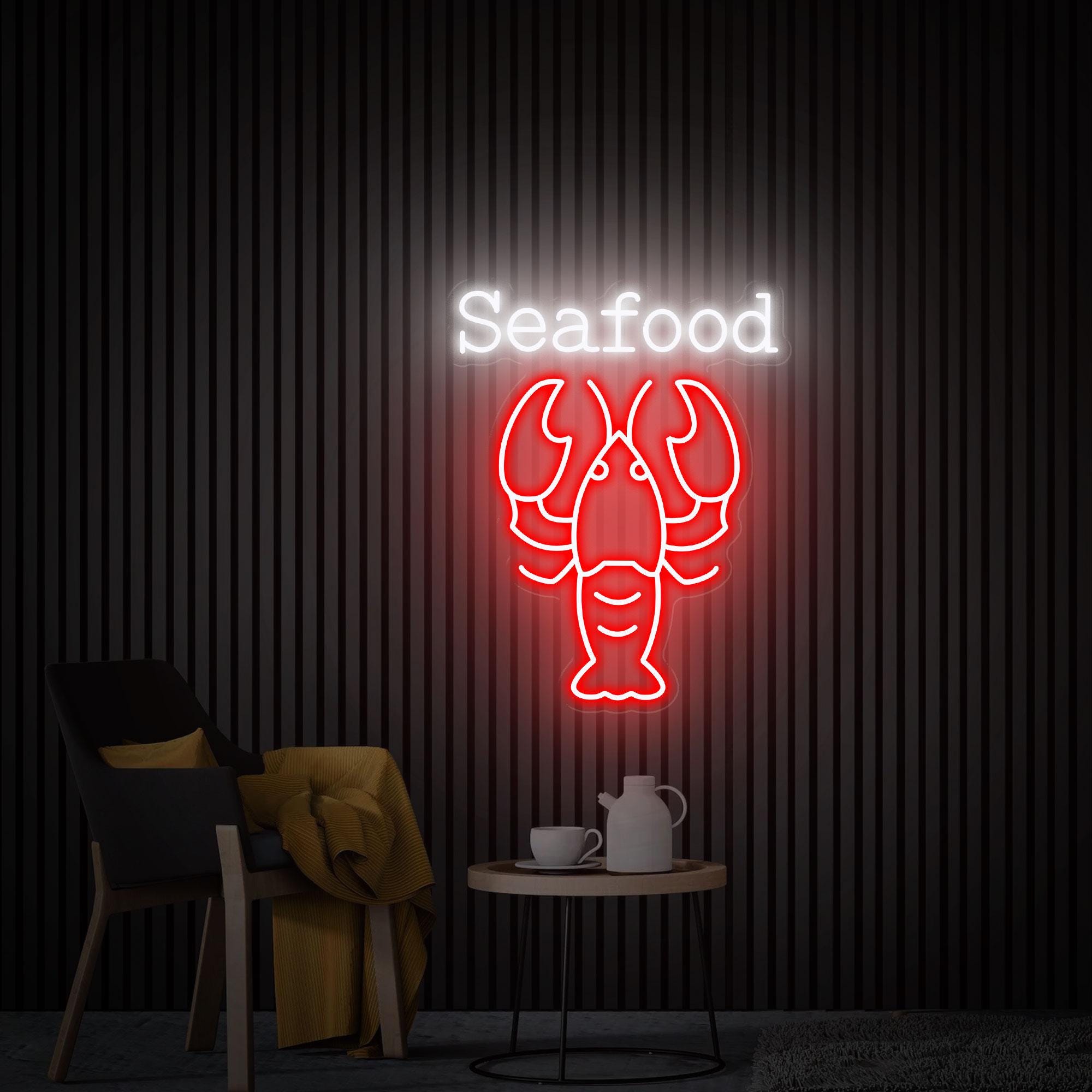 Seafood Lobster Neon Sign, Seafood Led Sign, Shop Wall Decor, Seafood Restaurant Decor, Custom Neon Sign for Business, Store Decor Best Gift