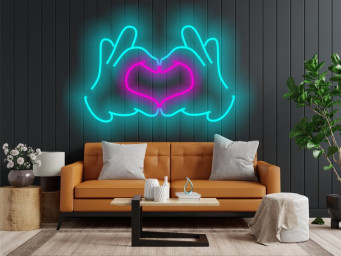 Arms Folded In A Heart-Shaped Neon Sign, Hands & Heart Led Neon Sign, Hands Showing Heart Gesture Neon Sign, Hands Making Heart Neon Sign