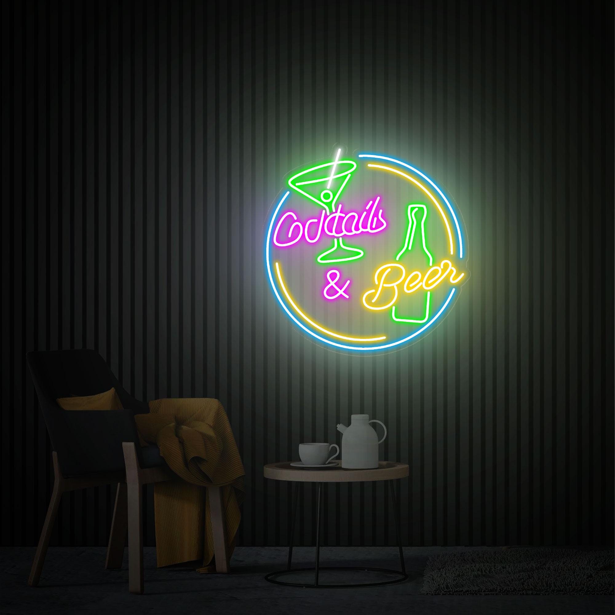 Cocktails and Beer Neon Sign, Cocktails Bar Wall Decor Art, Cocktails Bar Led Sign, Home Bar Decor, Bar Pub Wall Art, Beer Club Led Light