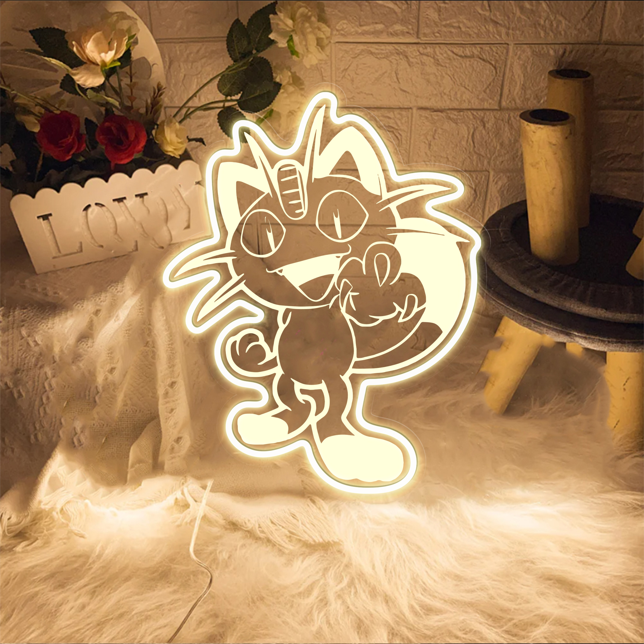 Pokemon Meowth Laser Signs Kids Room Decor