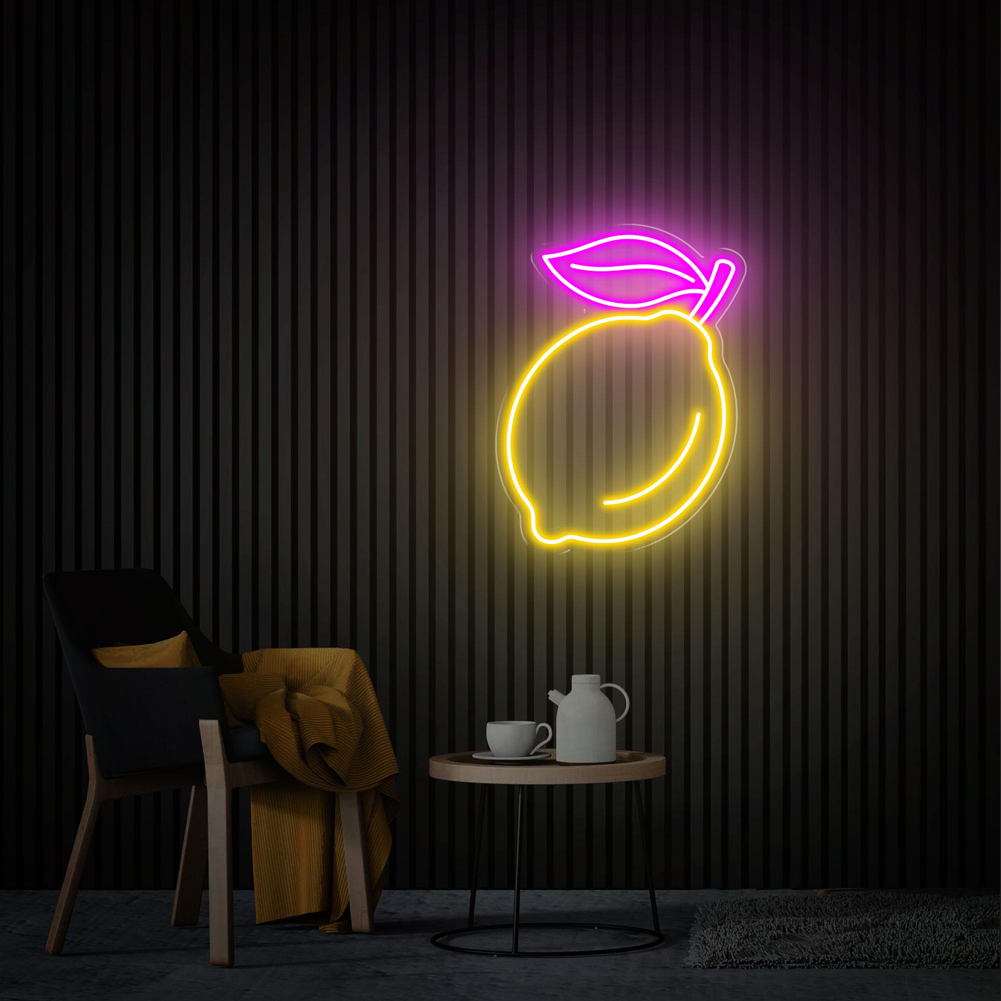 Lemon Neon Sign, Fruit Lemon Led Sign, Lemon Neon Art, Bar Neon Sign, Custom Neon Sign Home Lemon Decor Restaurant Led Sign Fruits Neon Sign