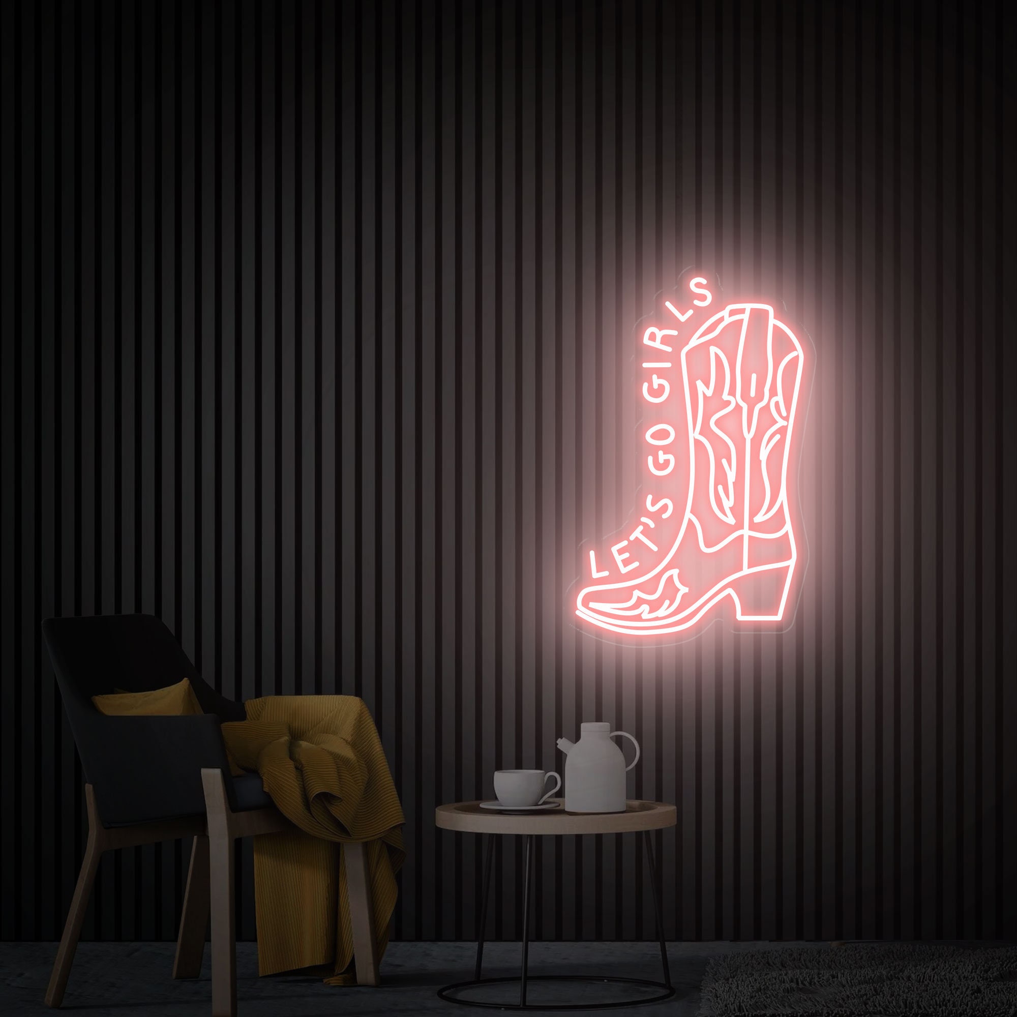 Cowboy Boot Neon Sign, Let's Go Girls Cowboy Shoe Led Sign, Western Neon Light, Custom Bar Neon Sign, Custom Wall Cowboy Decor Led Light
