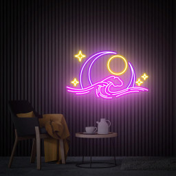 Wave Moon Neon Sign, Moon and Sun Neon Wall Art, Wave Ocean Neon Sign, Custom Neon Sign, Beach Led Lights, Home Bedroom Decor Christmas Gift